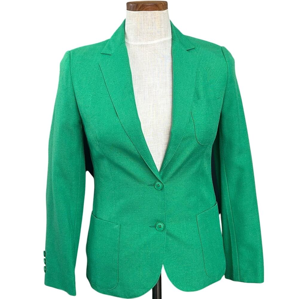 Vintage Personal Petites Green Blazer 6 Union Made USA Emerald Academia Career